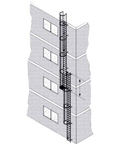 Наружная пожарная лестница Zarges Z600 оцинкованная сталь, 16,8м 58768 - фото 100842