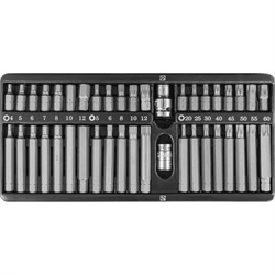 Набор комбинированных бит Jonnesway H4-12 мм/TORX Т20-Т60/Spline M5-M12 + битодержатели 3/8’’ и 1/2’’, 42 предмета S29H4142SM - фото 113093