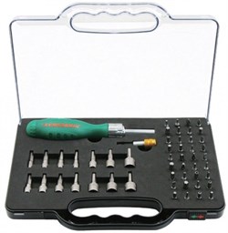 Отвертка трещотка Jonnesway с набором бит 52 предмета DR0152S - фото 114944