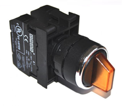 Переключатель EMAS 2-0-1 с подсветкой светодиод 12-30V AC/DC, с фиксацией в 1 положении, желтый 2НО B181SL31S - фото 323210