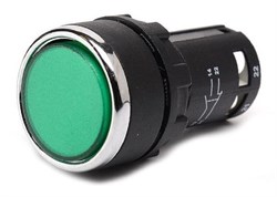 Нажимная моноблочная кнопка EMAS 22 мм, IP 40 (1НО) зеленая MB100DY - фото 324673