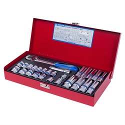 Набор торцевых головок с принадлежностями 3/8", двенадцатигранные, 7-19 мм, 26 предметов KING TONY 3027MR TONY - фото 678505