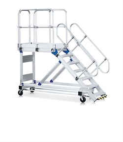 Алюминиевый трап с платформой Zarges Z600 передвижной 800мм 7 ступеней 45° 40259613 - фото 99449