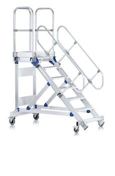 Алюминиевый трап с платформой Zarges Z600 передвижной 800мм 13 ступеней 45° 40259792 - фото 99535