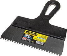 Зубчатый шпатель Stayer "PROFESSIONAL" нержавеющий 200мм 4х4 1009-20-04